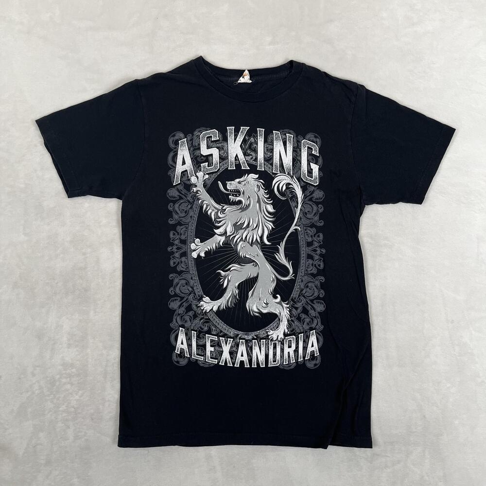 Asking Alexandria T-Shirt Womens Medium Black Lion Crest Band Graphic Tee